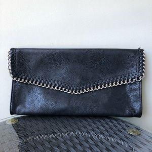 Black faux leather clutch
